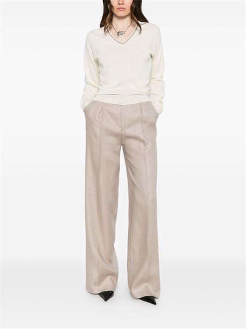 Maglia donna panna con scollo a V Fabiana Filippi | MAD276F060M1650145